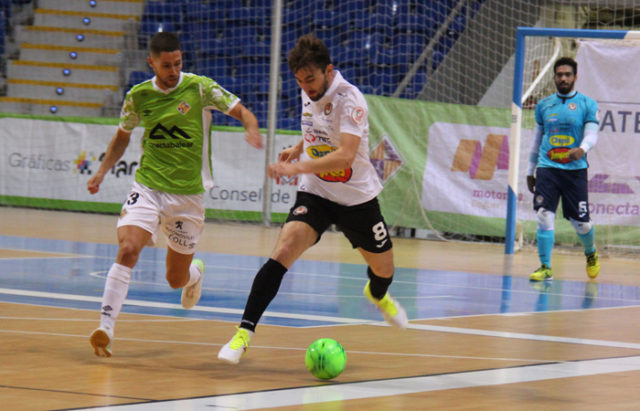 Un momento del partido entre el Palma Futsal y el Aspil Jumpers Ribera Navarra