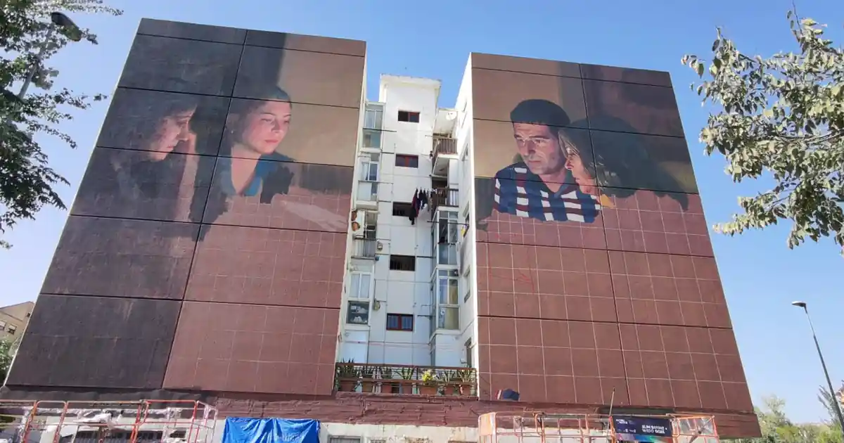 El mural con la cuarta persona, la tudelana Ana Calvo, que finalmente desapareció de la composición